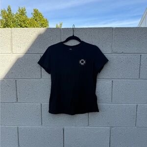 Maje Black Short Sleeve Tee with Embroidered Detail